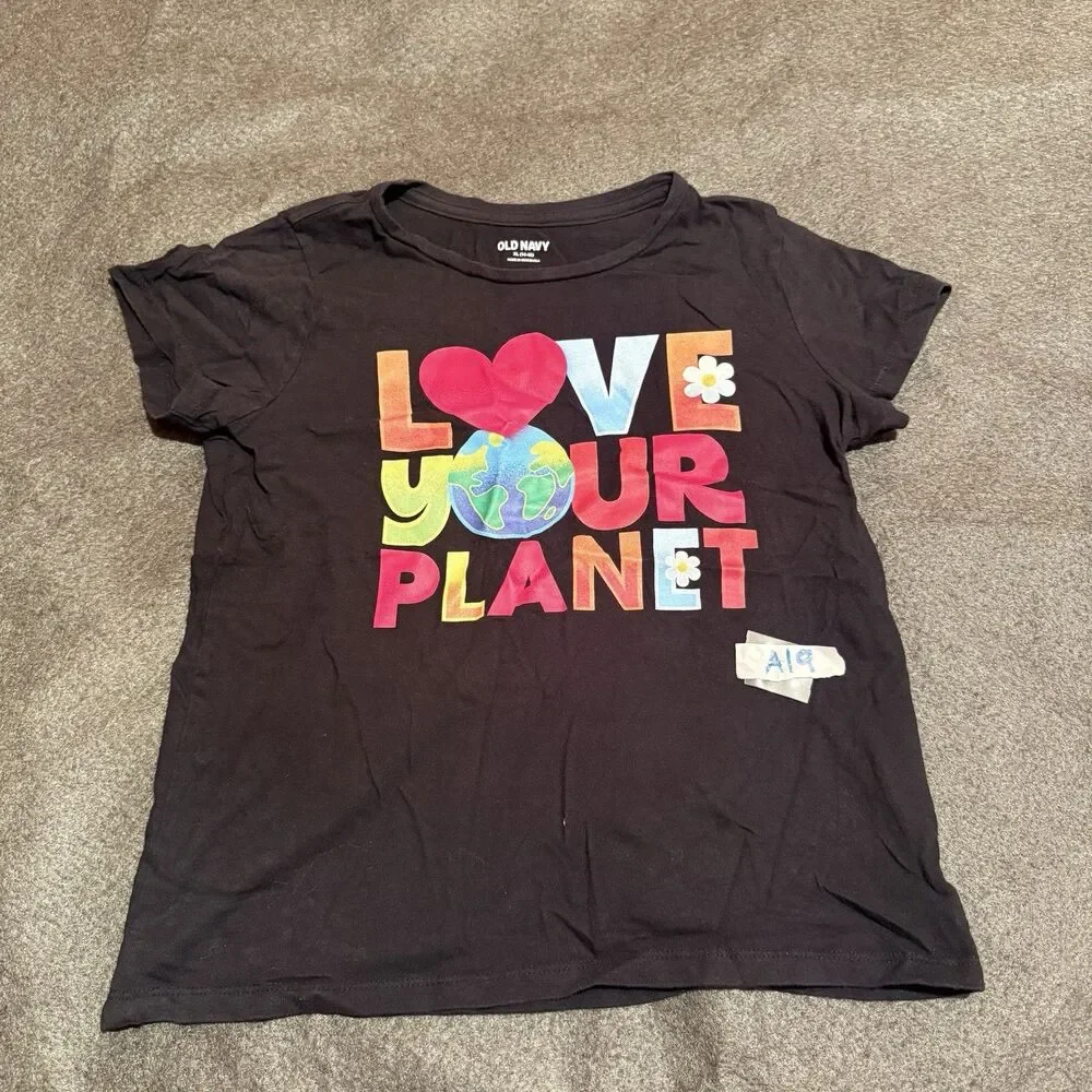 Old Navy Girls TShirt XL Extra Large 14/16 Black Tee Shirt Cotton Short Sleeve